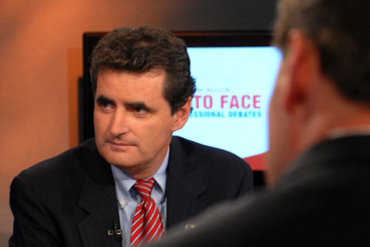 Mike Fitzpatrick with Rep. Patrick Murphy (right) in September.