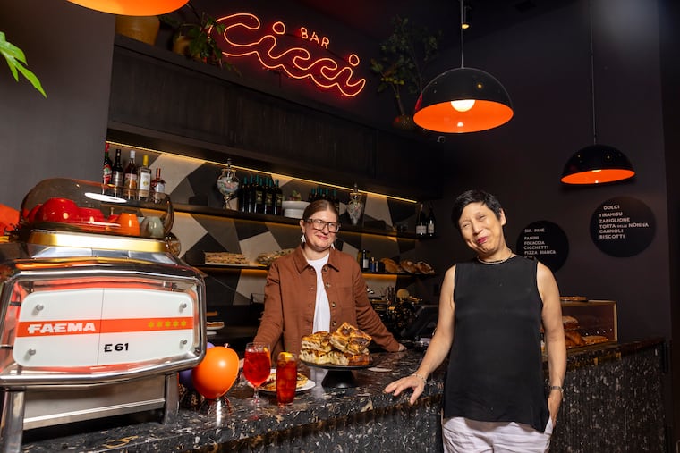 Restaurateur Ellen Yin (right) and High Street/The Bread Room culinary director Christina McKeough (left) inside their new restaurant Bar Cicci in Rittenhouse Square.