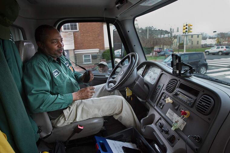 Jackie Cooley, Jr. truck driver for Philabundance. He delivered a shipment of food to Church of Christian Compassion at 6150 Cedar Ave in west Philadelphia on Monday, December 14, 2015. The donations come
from ACME markets.