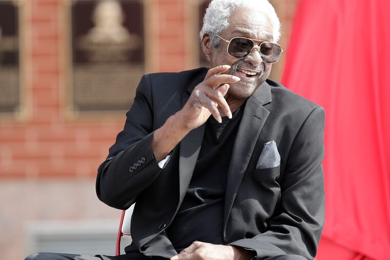 Dick Allen during a ceremony retiring his No. 15 before the Phillies played the Washington Nationals in 2020.
