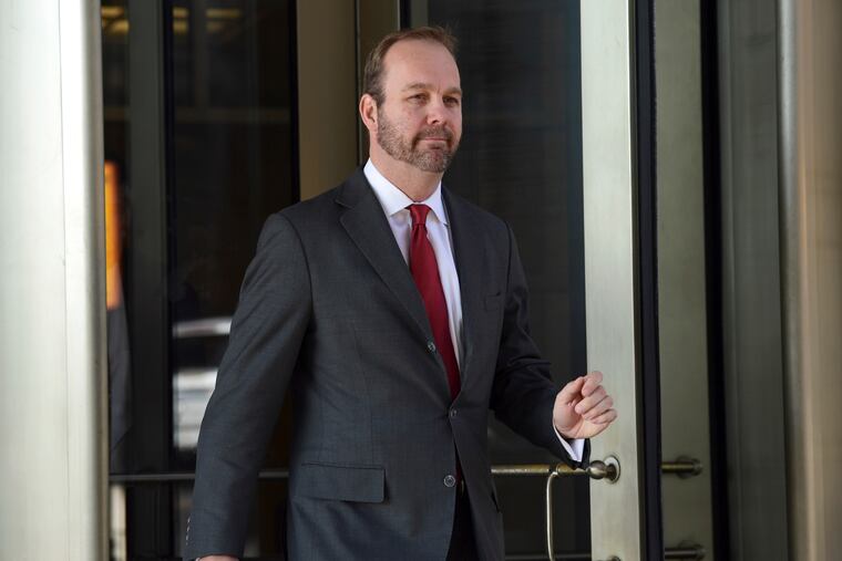 FILE - In this Dec. 11, 2017 file photo, then Deputy Trump campaign aide Rick Gates, departs federal court in Washington. Gates, the former Trump campaign aide and a key cooperator in the special counsel’s Russia probe, is not ready to be sentenced because he continues to help with “several ongoing investigations,” prosecutors said in a court filing Friday.