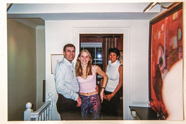 From left, the former Prince Andrew, Virginia Giuffre, and Ghislaine Maxwell inside Maxwell’s London townhouse in 2001. "I asked Epstein to take our picture with my disposable camera. Hours later, I was forced to have sex with the prince," Giuffre writes in her posthumous memoir.