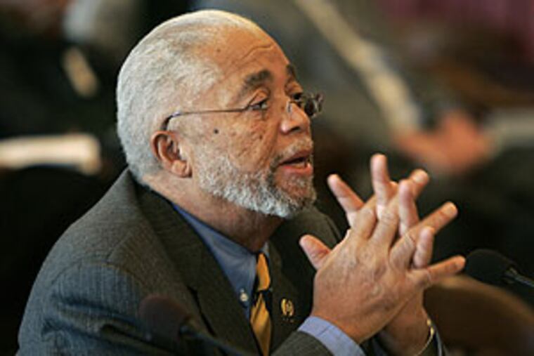 New Jersey state Assemblyman William Payne (D., Essex) testifying Thursday at a state Appropriations Committee hearing for a resolution he co-sponsored calling for an apology for New Jersey's role in slavery. The proposal is set for a final vote Monday.