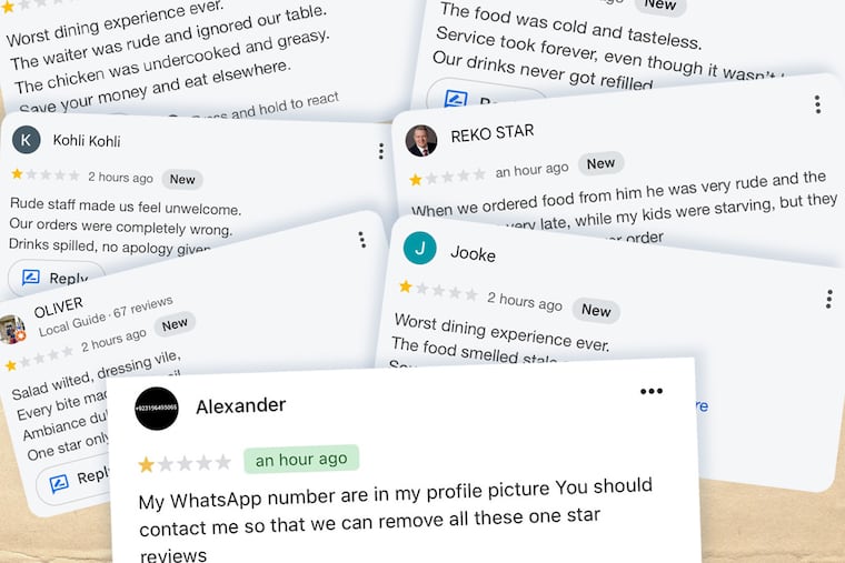 Some of the bogus one-star reviews received on Kissho House's Google page on Oct. 31, 2025.