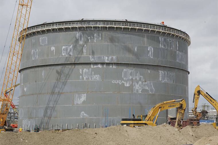Marcellus ethane and propane to new tanks at Sunoco's old refinery in Marcus Hook.