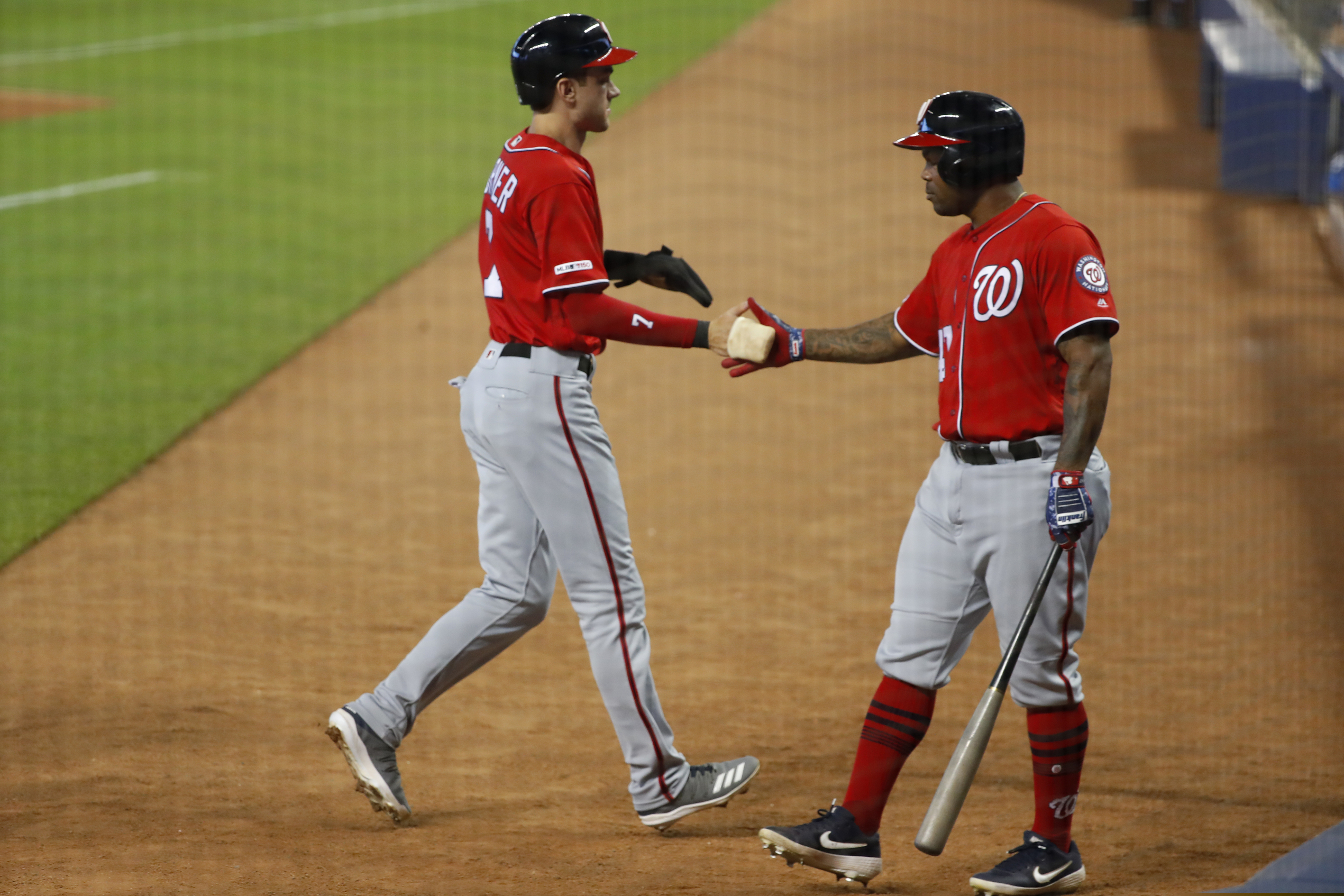 Trea Turner (left) and Howie Kendrick with the Washington Nationals in 2019.