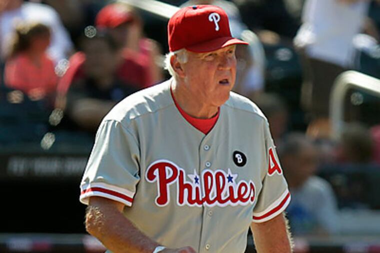"You have to pitch who you have," Phillies manager Charlie Manuel said after yesterday's victory. (Seth Wenig/AP)
