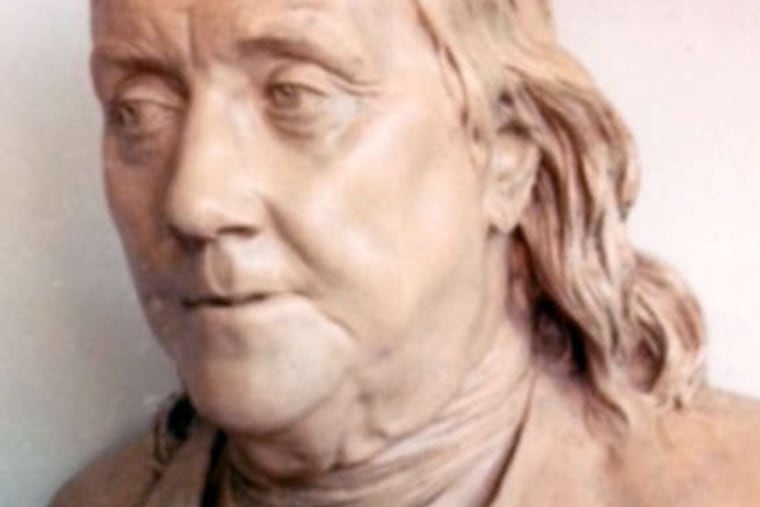 The stolen bust of Ben Franklin, by Jean-Antoine Houdon.