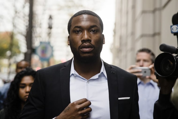 Rapper Meek Mill arrives at the Criminal Justice Center in Philadelphia on Nov. 6, 2017.