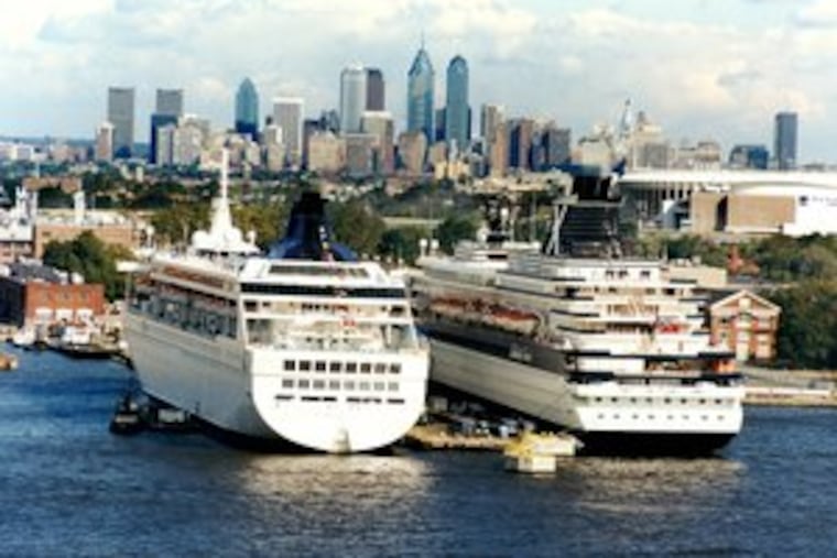 The skyline forms the backdrop for the terminal. Twenty ships will leave from Philadelphia this year, down from 38 in 2006.