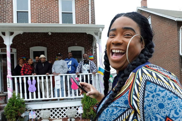 Niece Michelle Rice is all smiles, as are members of Earl Rice's family who gathered in Coatesville for a recent group photo. BRADLEY C BOWER/ For the Daily News