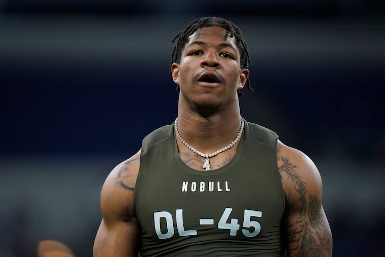 Georgia defensive lineman Nolan Smith at the NFL football scouting combine in Indianapolis in March.