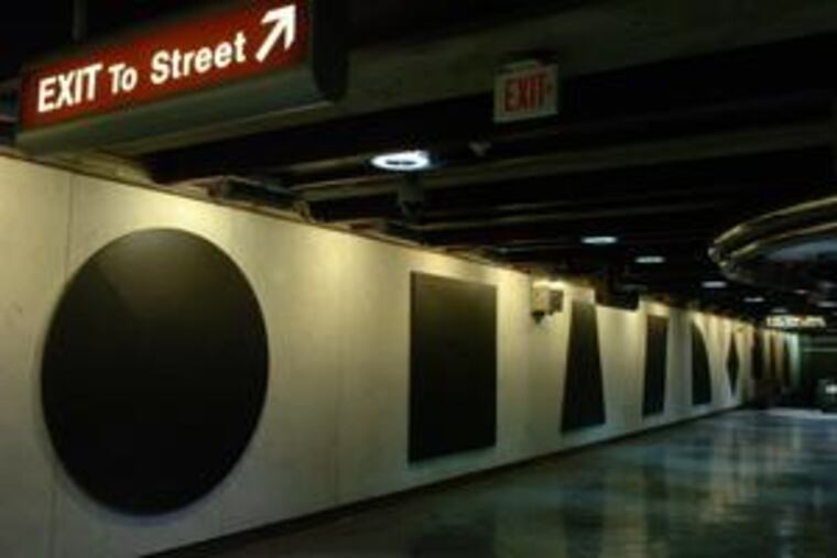 "Thirteen Geometric Figures," by Sol LeWitt, a master of conceptual art, hangs at a downtown Pittsburgh subway stop.