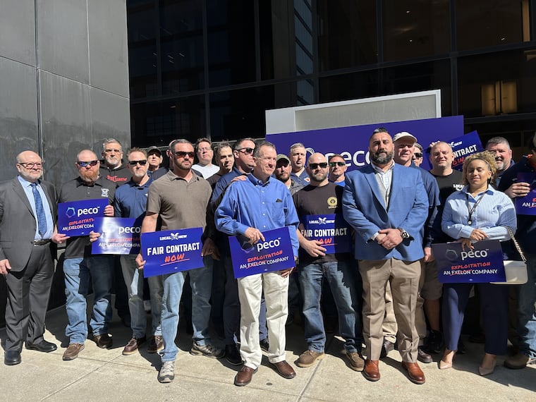 The union that represents many Peco workers held a news conference outside the company's headquarters Tuesday to discuss contract negotiations.