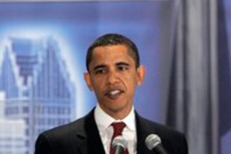 Democratic presidential candidate Barack Obama addresses the Detroit Economic Club. Newark's Booker said he also planned to be part of Obama's campaign in New Jersey.