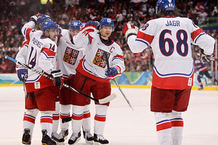 Jaromir Jagr recorded a goal and an assist in the Czech Republic's win over Slovakia. (Julie Jacobson/AP)