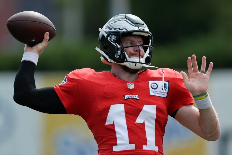 Eagles quarterback Carson Wentz during Monday's practice.
