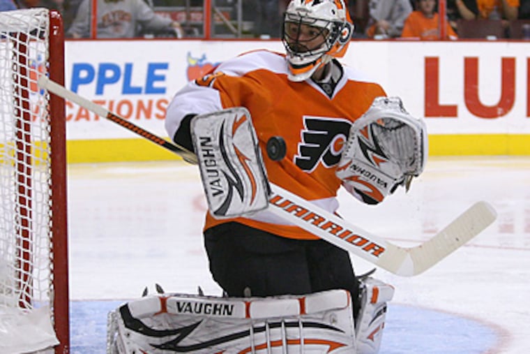 Brian Boucher has a goals against average of 2.21, slightly better than Sergei Bobrovsky's 2.29. (Yong Kim / Staff Photographer)