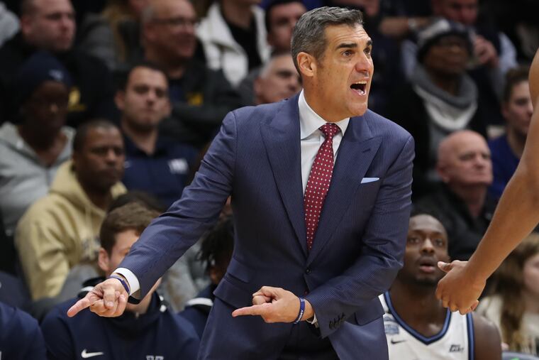 Coach Jay Wright instructing his team against Butler earlier this week.