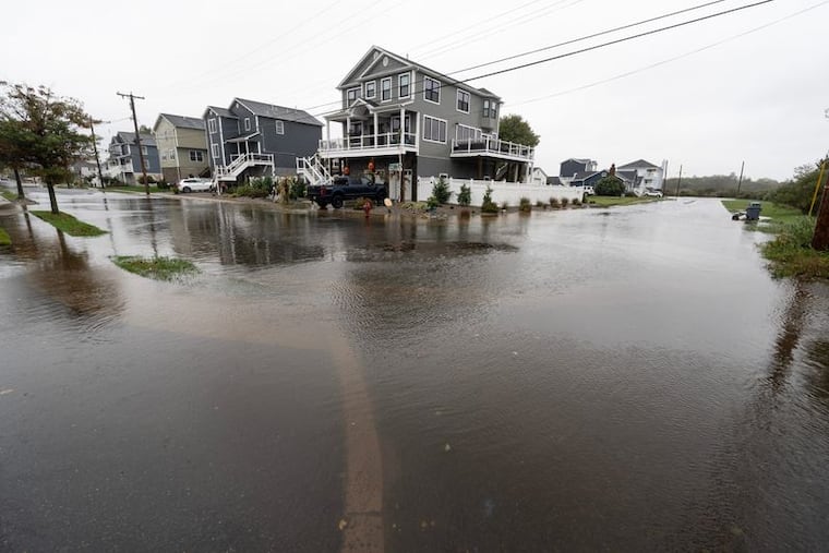 The corner of Edmunds and Chingarora Avenues in Union Beach after high-tide flooding from a coastal storm that hit the Jersey Shore last October.