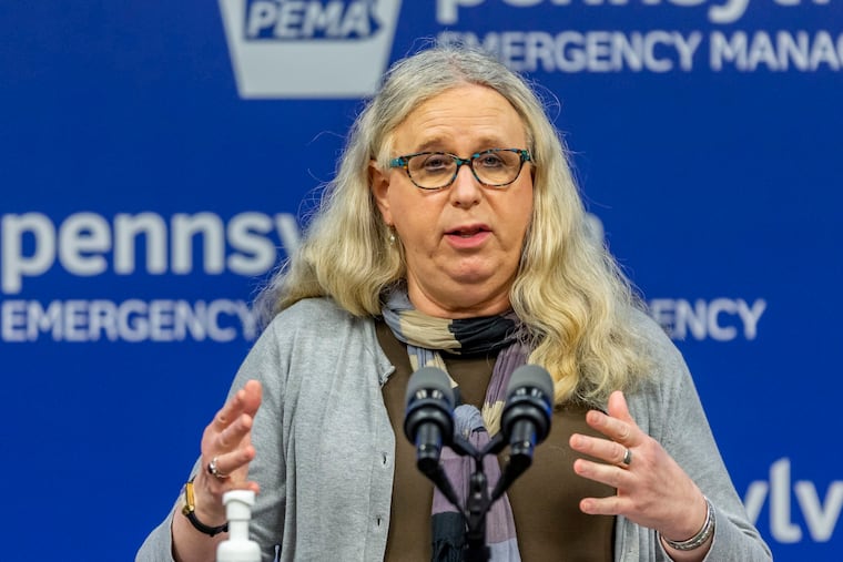 Pennsylvania Secretary of Health Dr. Rachel Levine meets with the media May 29, 2020 at The Pennsylvania Emergency Management Agency (PEMA) headquarters in Harrisburg, Pa.