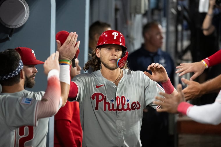 Alec Bohm had a three-hit night against the Dodgers.