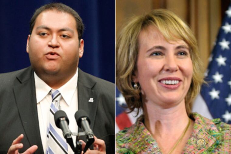Daniel Hernandez (left), an intern of Congresswoman Gabrielle Giffords, helped save Giffords' life. (AP File Photos)