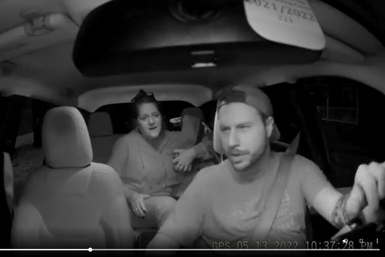 A screenshot from the video of the ride-share driver refusing a ride to a Catasauqua bar owner and her companion over racist comments.
