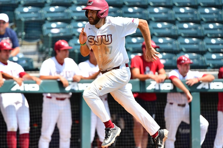 St. Joseph's Luke Zimmerman went 3-for-4 with three RBIs in the Hawks' loss on the opening play of the A-10 baseball tournament.