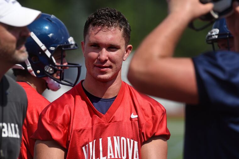 Quarterback Zach Bednarczyk at Villanova practice Tuesday.