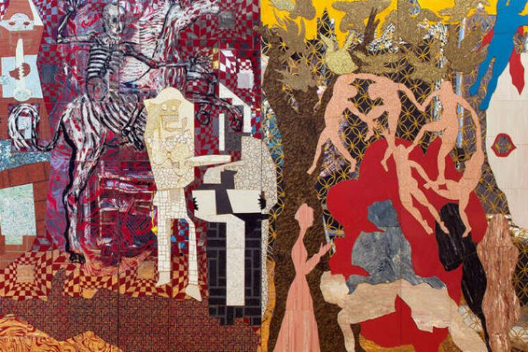 Frank Bramblett's "Oh No, Yoko! Where What Where," in enamel with various materials, is on display at the Woodmere.