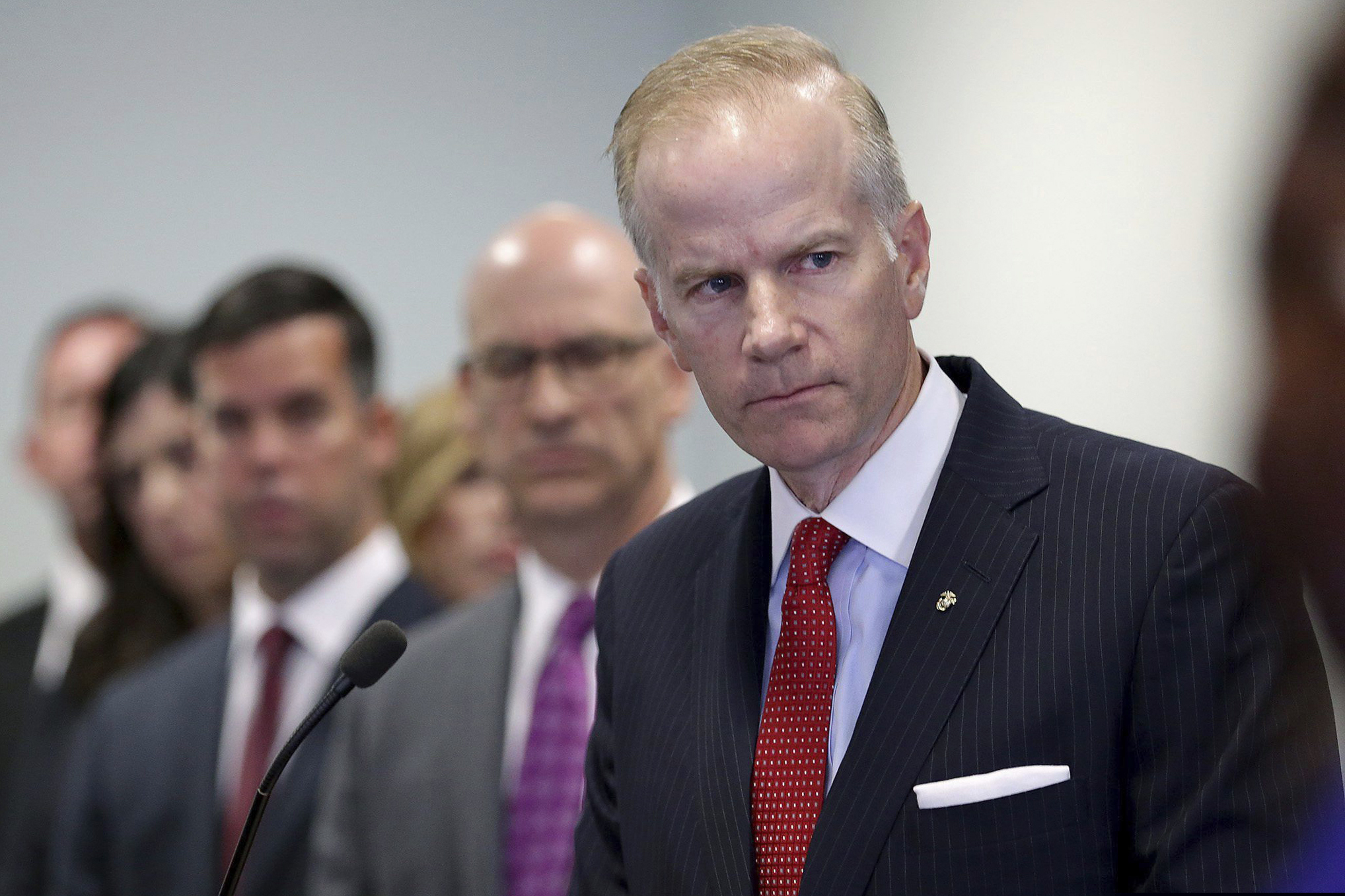 U.S. Attorney William McSwain, shown in a 2018 file photo, announced Thursday, Jan. 31, 2019, that his office had charged 13 people with making and selling counterfeit tickets to Super Bowls and other sports and entertainment events. ( DAVID MAIALETTI / Staff photographer )