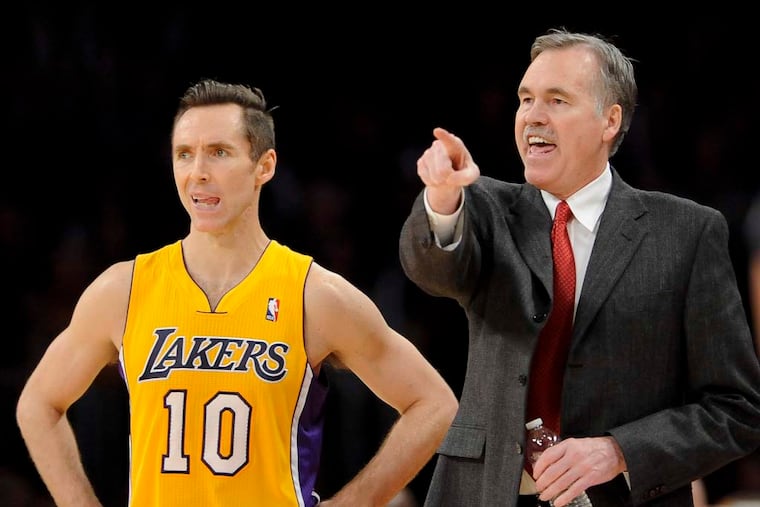 Steve Nash (left) played for current Rockets coach Mike D'Antoni while with the Lakers and Suns.
