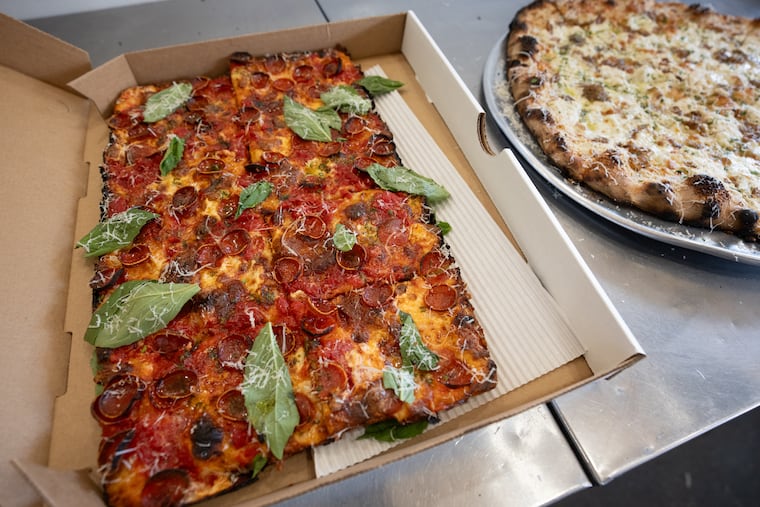 The Grandma Pizza at Johnny's Pizza in Bryn Mawr prepares a pizza’s, August 26, 2025.