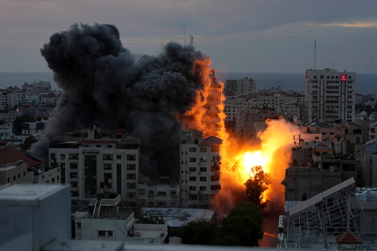 A Palestinian apartment tower explodes following an Israeli air strike in Gaza City Saturday. Understanding the intelligence failures preceding the Hamas attacks cannot be “postponed until the end of the fighting,” Trudy Rubin writes.