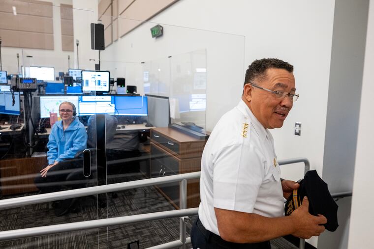 Commissioner Kevin Bethel inside the police department's radio room.
