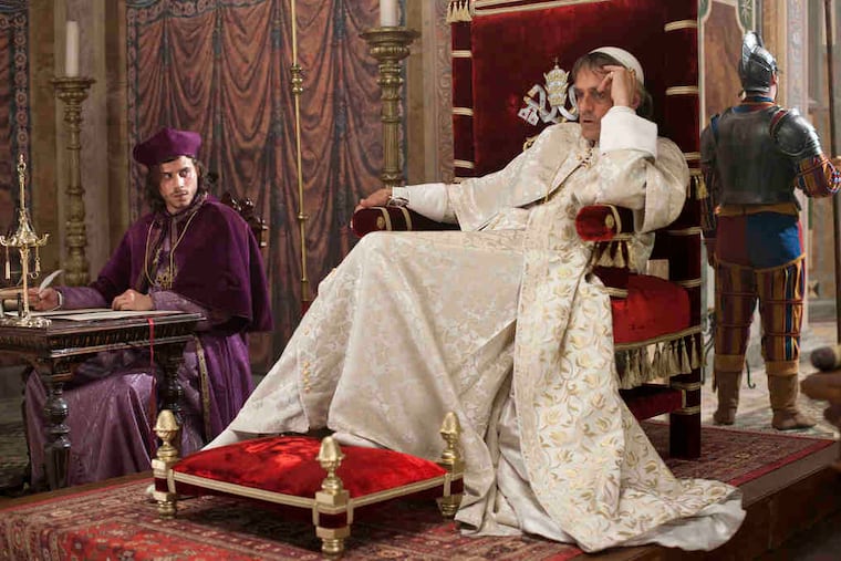 'The Borgias': The new Renaissance drama features Francois Arnaud (left) and Jeremy Irons as Cesare and Rodrigo Borgia.