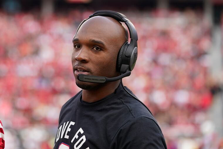 San Francisco 49ers defensive coordinator DeMeco Ryans before an NFL football game against the Arizona Cardinals in Santa Clara, Calif., Sunday, Jan. 8, 2023.