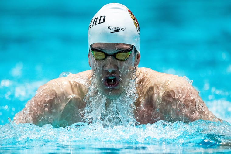 David Abrahams swimming for Harvard.