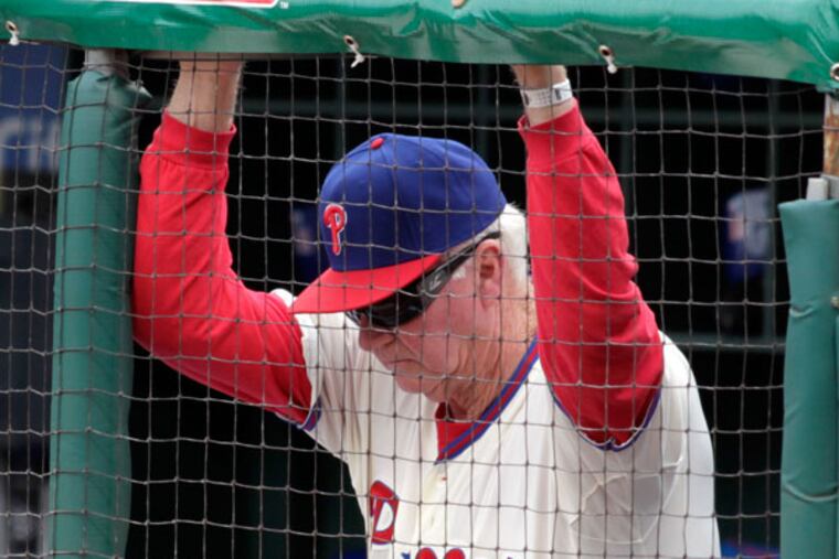 Charlie Manuel in baseball action against the Cleveland Indians Wednesday, May 15, 2013, in Philadelphia. (H. Rumph Jr/AP)