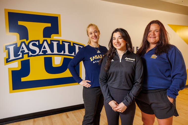 From left, new La Salle coaches Sage Maaranen (triathlon), Brianna D'Angelo (tumbling), and Kelsie McDowell (rugby) are tasked with building their respective programs.