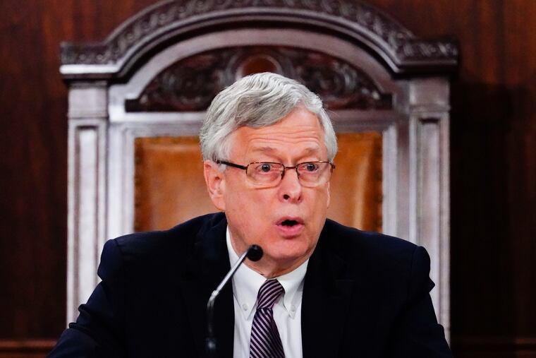 Mark Nordenberg, chair of the Pennsylvania Legislative Reapportionment Commission, at the Capitol in Harrisburg earlier this month.