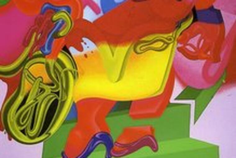 "De Kooning's 'Woman With Bicycle' " is one of Saul's seriesof paintings about other paintings.