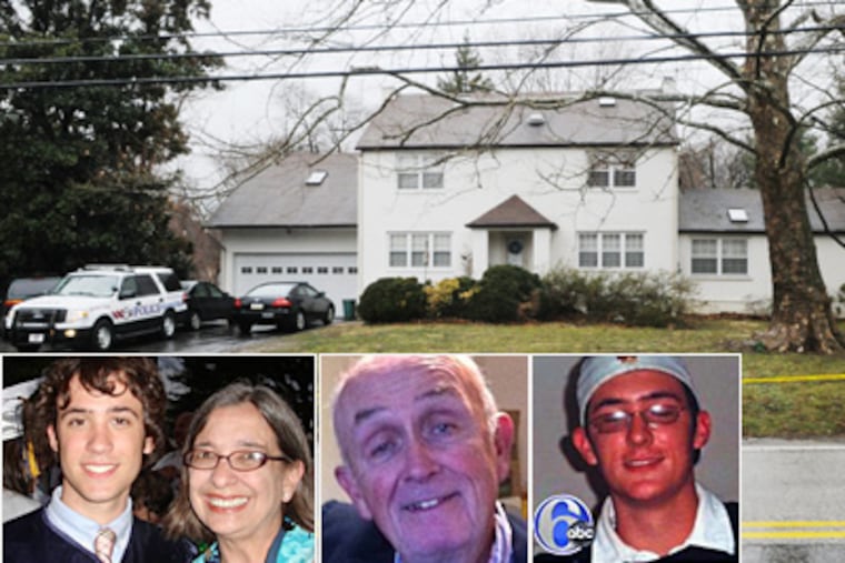 From left, James, Susan and Joseph McAndrew Sr. were found stabbed to death at their Gulph Mills home. Joseph McAndrew Jr. (right), is charged in their slayings. (Facebook/WPVI photos)