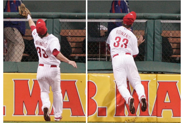 Aaron Rowand made arguably the greatest catch in Citizens Bank Park history on May 11, 2006 when he broke his nose and several bones in his face to snag a ball hit by the Mets' Xavier Nady.