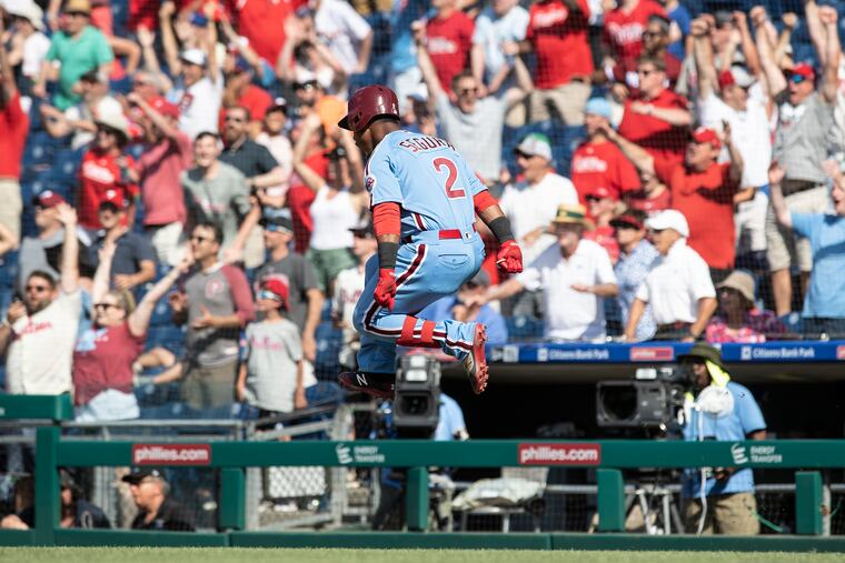 Jean Segura's game-winning, three-run homer against the Mets on Thursday was cause for celebration for players and fans alike.
