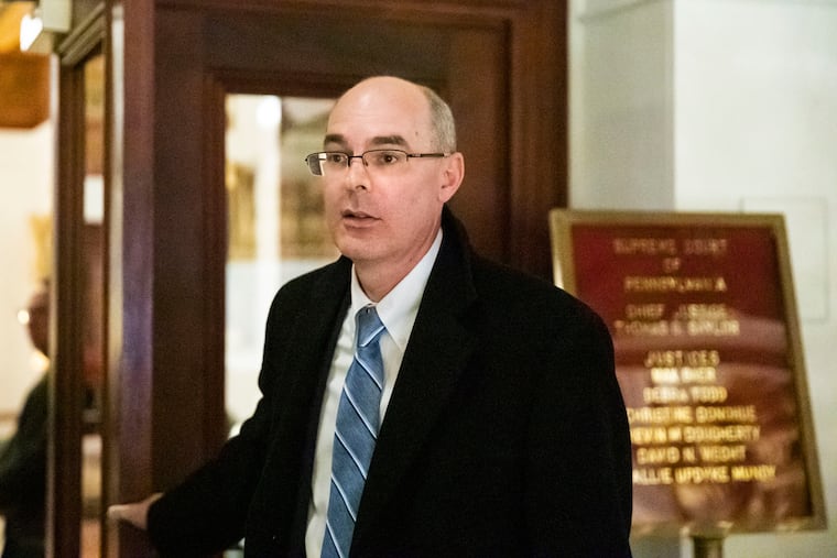 Former state prosecutor Frank Fina, departing after oral argument before the Pennsylvania Supreme on his disciplinary case last year.