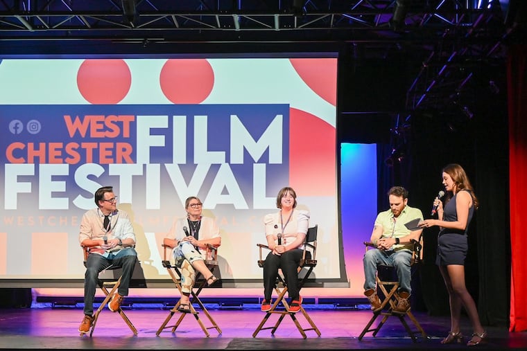 Filmmakers speak during a Q&A at the opening night of the 2025 West Chester Film Festival. The festival returns for its 20th year later this month, with a weekend full of short films, workshops, and panels.