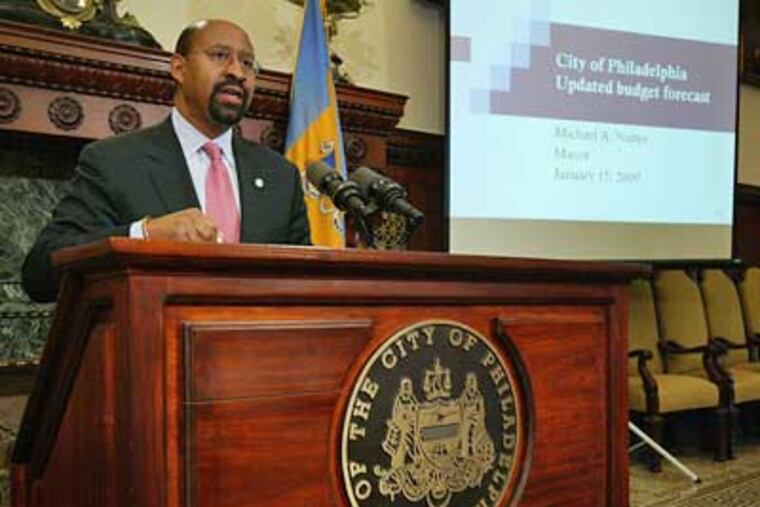 Mayor Michael Nutter talked Thursday about the city's budget woes. (Alejandro A. Alvarez / Staff Photographer)