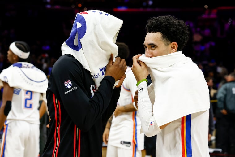 Thunder guard Jared McCain (right) was the center of attention in his return to Philly.